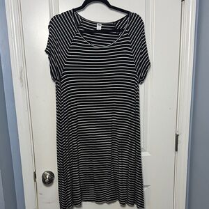 Old Navy Black and White Striped Midi Dress